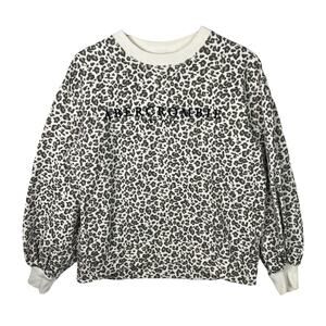 Abercrombie Leopard Sweatshirt Crewneck Soft A&F Logo Balloon Sleeve Medium